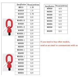 4pcs M12 x 18 0.5Ton-1Ton G80 Swivel Eye Bolt Alloy Steel Material 360° Rotation Hoist Ring Heavy Duty Large Carrying Capacity Eye Bolt Tensile Strength ob is 1080MPa