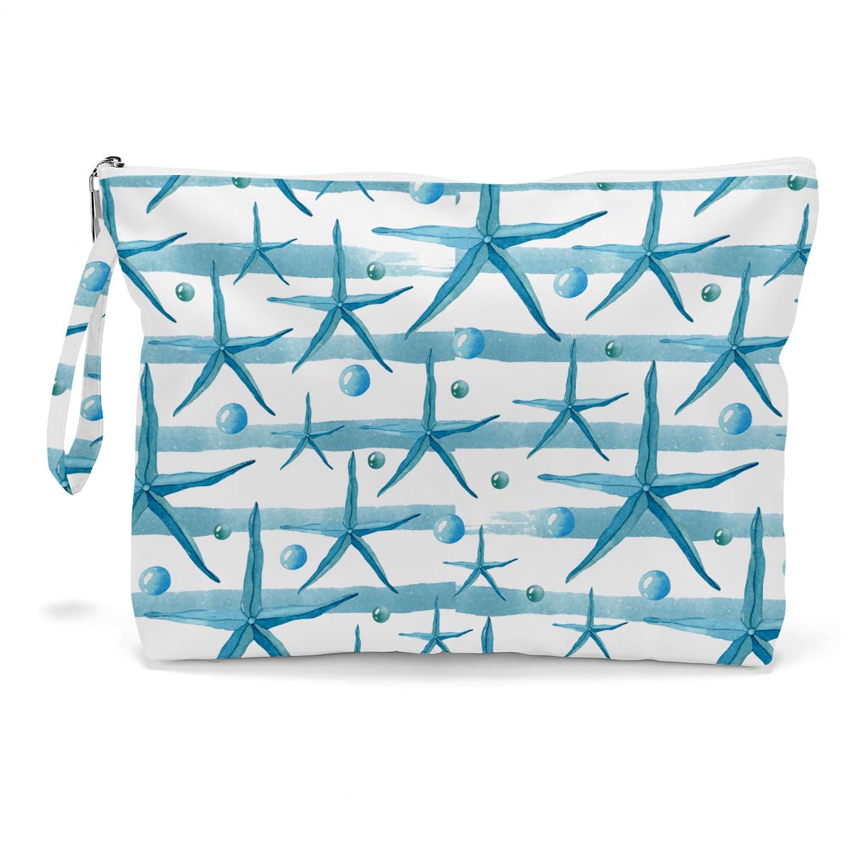 Makeup Bag, Wet Dry Bag, Toiletry Bag, Diaper Bag Waterproof Large Capacity Travel Cosmetic Bag, Zipper Pouch for Women, Girls, Mom, Sister, Friends, Wet Bag Ocean Sea Shells Beach Starfish Decor.07