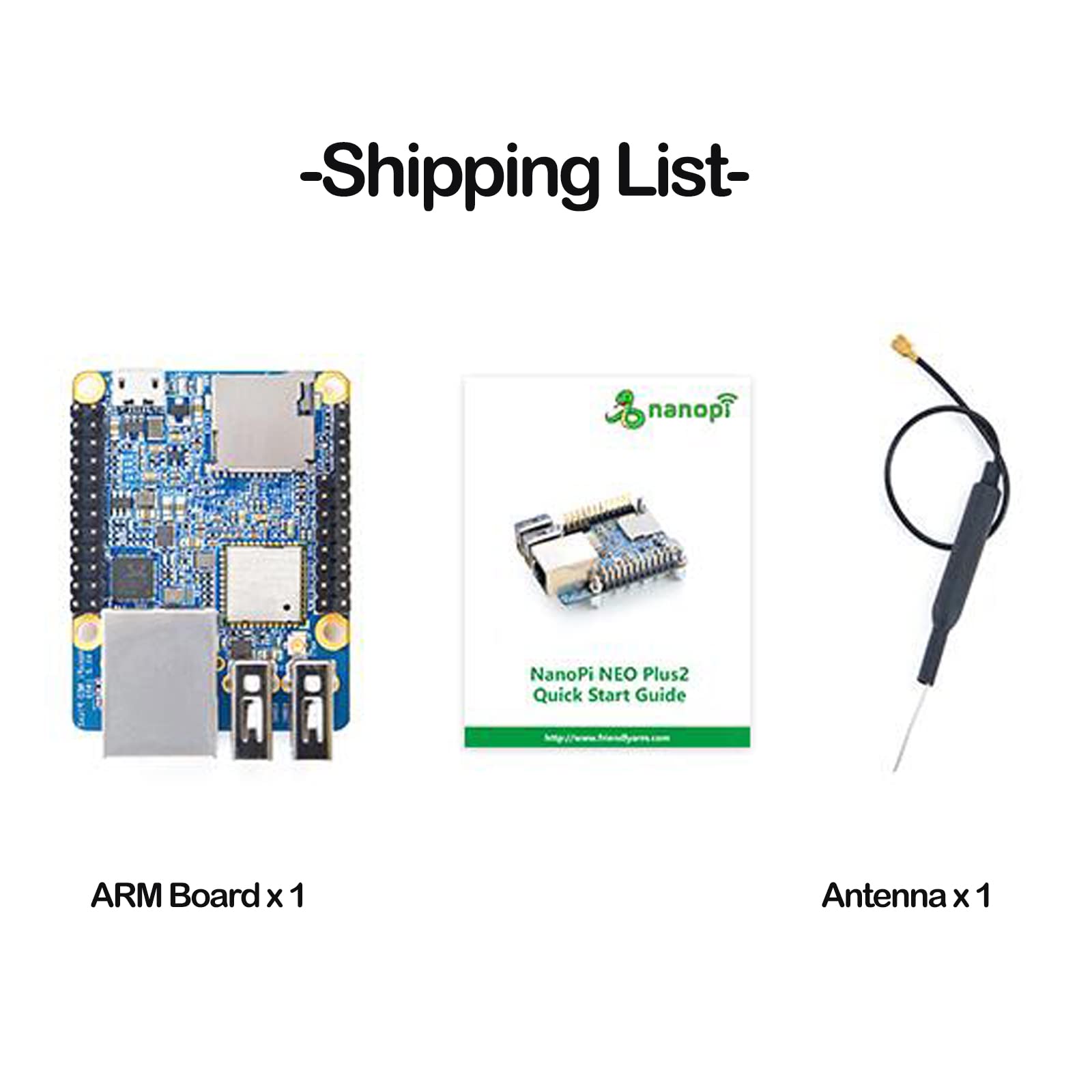 WayPonDEV NanoPi NEO Plus2 Open Source 64-bit Mali450 GPU DDR3 Allwinner H5 Single Board Computer Super Tiny ARM Board Support Ubuntu Linux Armbian (512MB RAM+8GB eMMC)