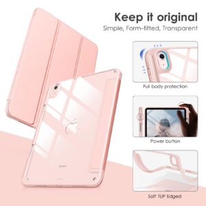 DTTOCASE for iPad 10th Generation Case 2022, 10.9 Inch Case with Clear Transparent Back and TPU Shockproof Frame Cover [Built-in Pencil Holder, Support Auto Sleep/Wake] -Rose Gold