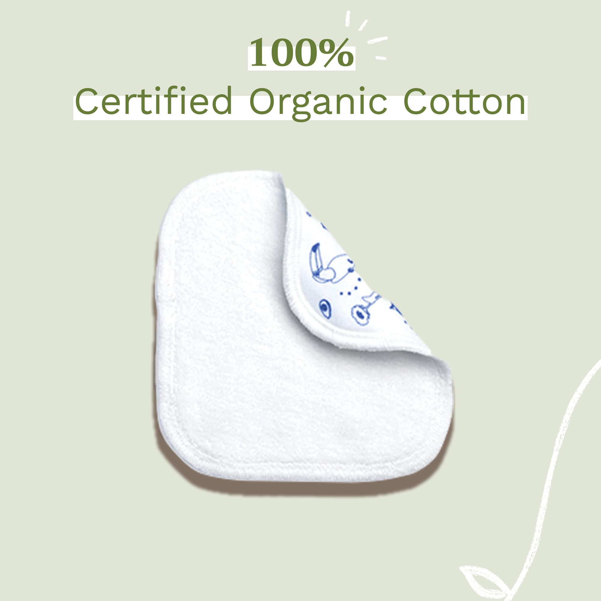 Mustela Reusable & Washable Baby Eco-Wipes - 100% Organic GOTS Certified Cotton Pads for Quick Cleanups or Makeup Removal - 6 counts (3 Large & 3 Small)