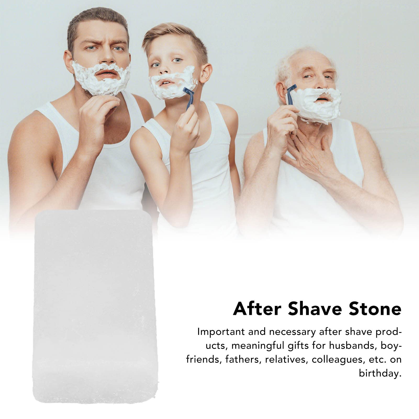 After Shave Alum Block,ANGGREK 2PCS Home Travel Portable Men Skin Soothing Post Shave Stone Cuts Potassium Alum Stone Faftershave Stone