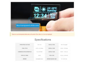 waveshare for raspberry pi/arduino/stm32, 1.51" transparent oled screen with expansion board, 128x64 pixels light blue color display,3.3v / 5v voltage embedded chip, spi/i2c interfaces