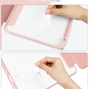 DTTOCASE for iPad 10th Generation Case 2022, 10.9 Inch Case with Clear Transparent Back and TPU Shockproof Frame Cover [Built-in Pencil Holder, Support Auto Sleep/Wake] -Rose Gold