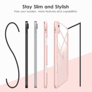 DTTOCASE for iPad 10th Generation Case 2022, 10.9 Inch Case with Clear Transparent Back and TPU Shockproof Frame Cover [Built-in Pencil Holder, Support Auto Sleep/Wake] -Rose Gold