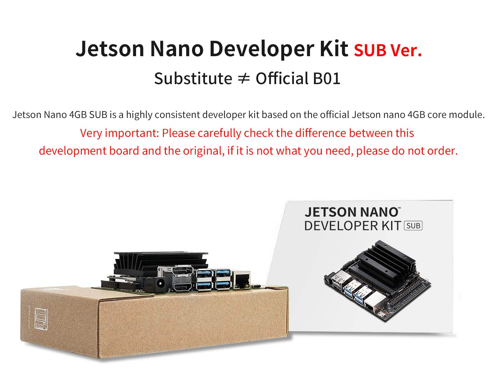 XiaoR Geek Jetson Nano 4GB Developer Kit SUB with 16G eMMC, SD Card Slot, Based on Official Jetson Nano 4GB Core Module Expansion Kit Alternative Solution of B01 Kit (Jetson Nano 4GB SUB)