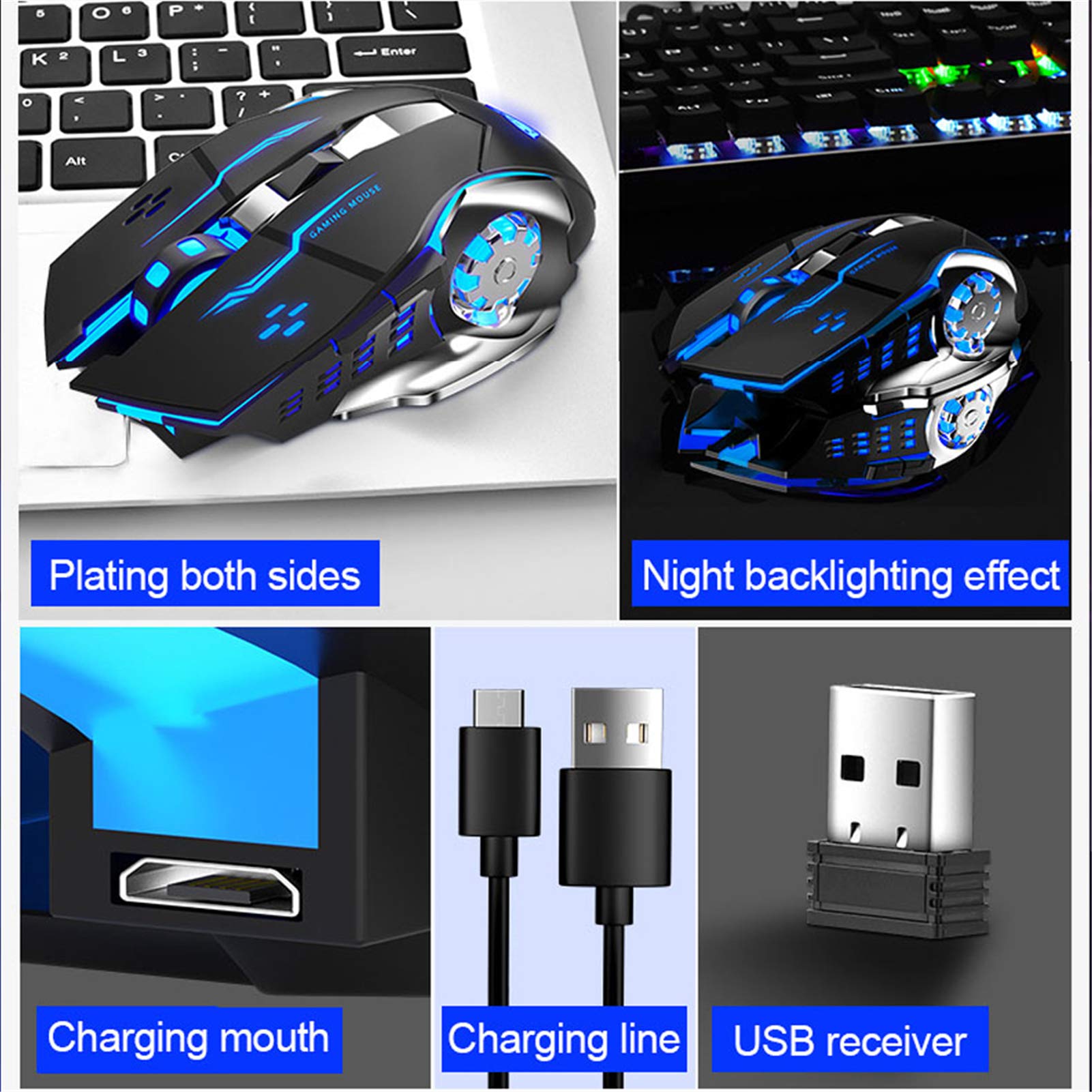 AULA Gaming Keyboard and Mouse Combo (Blue Switch Mechanical Keyboard + 2.4G Wireless Mouse)