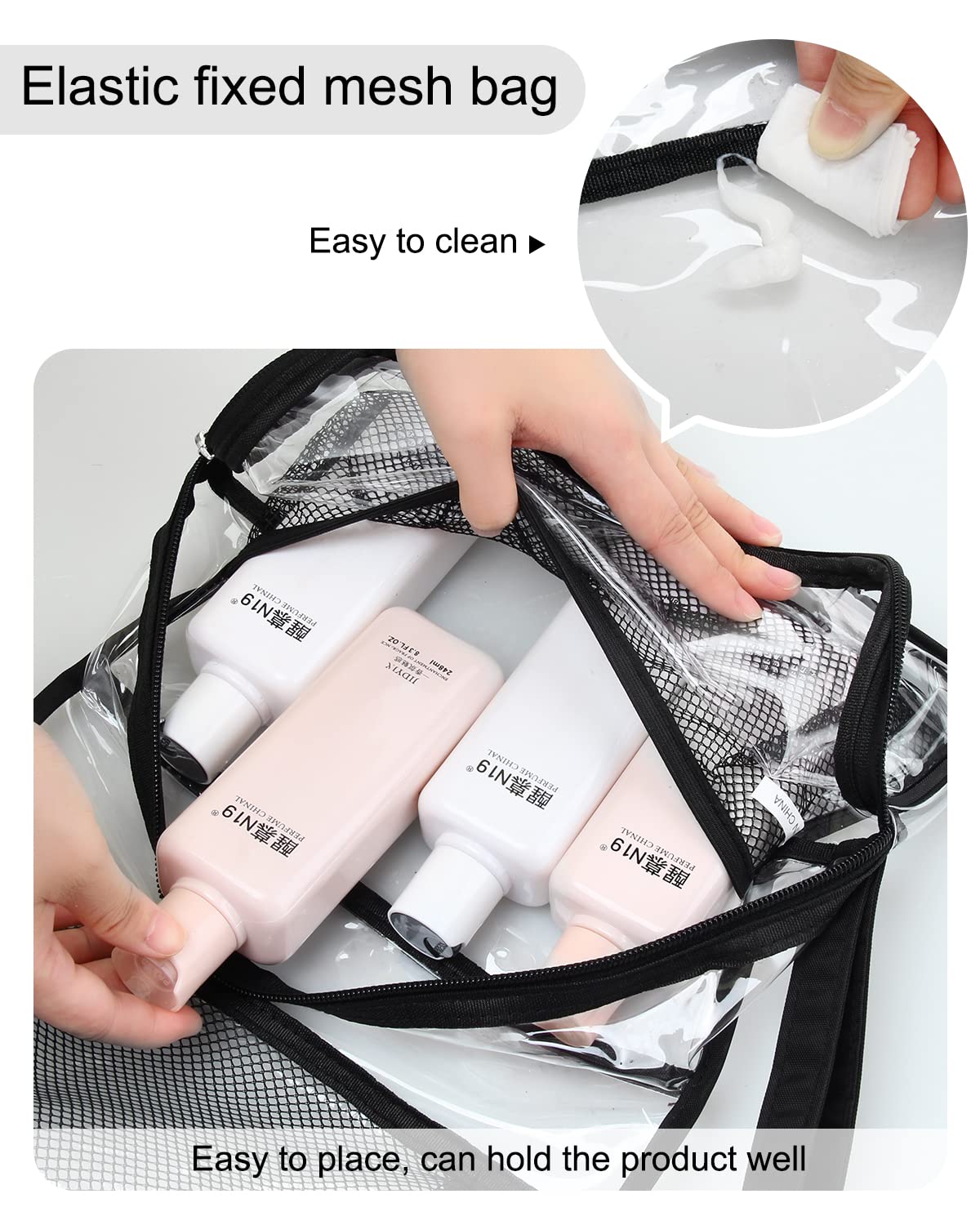 Clear Toiletry Bags for Traveling, Hanging Toiletry Bag for Women and Men with TSA Approved 3-1-1 Small Pouch, Large Travel Makeup Bag Cosmetic Organizer Pouch for Toiletries, Full Sized Container