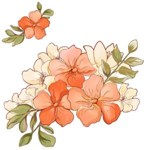 RW-6014 Romantic Orange Flowers Wall Decals Yellow Peony Rose Wall Stickers DIY Removable 3D Green Leaf Floral Blossom Plant Wall Art Decor for Kids Girls Bedroom Living Room Nursery Decoration