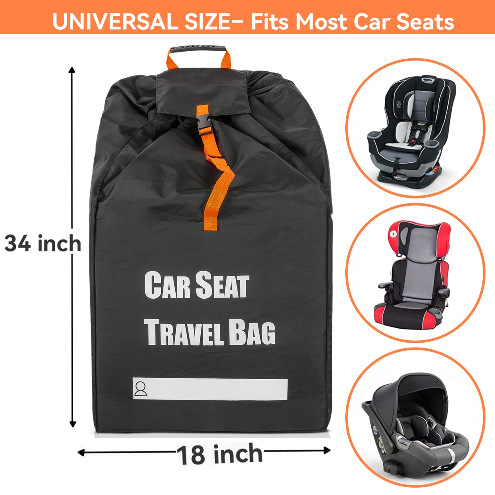 Car Seat Travel Bag for Airplane - Strong Car Seat Bag for Air Travel - Fordable Carseat Travel Bags Airport Backpack Gate Check Bag for Baby Car Seats, Fits Booster, Infant Carrier and Car Seat