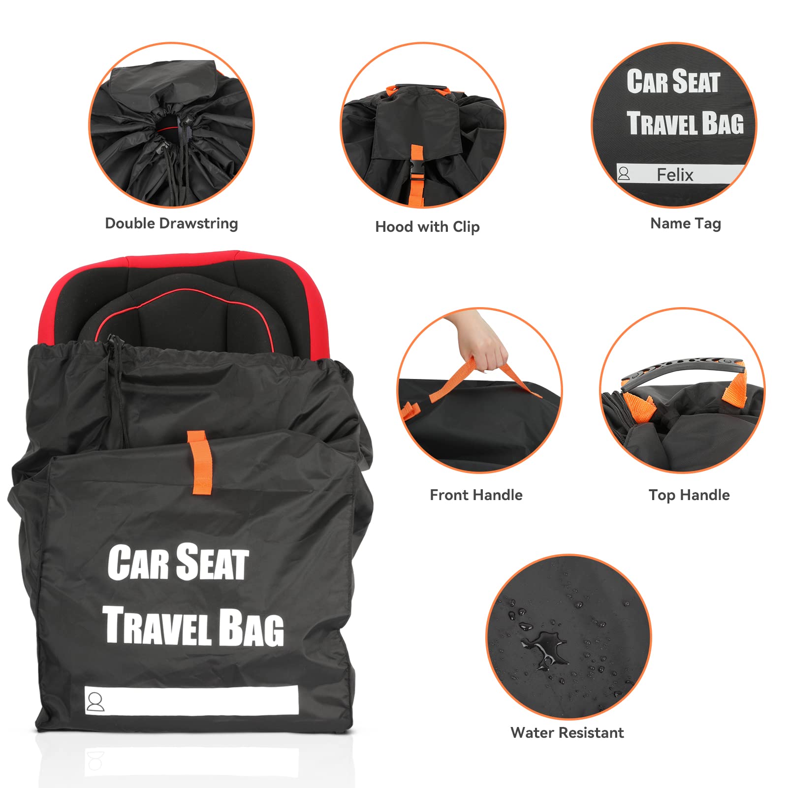 Car Seat Travel Bag for Airplane - Strong Car Seat Bag for Air Travel - Fordable Carseat Travel Bags Airport Backpack Gate Check Bag for Baby Car Seats, Fits Booster, Infant Carrier and Car Seat