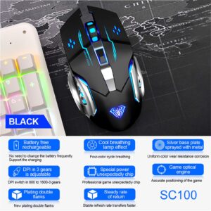 AULA Gaming Keyboard and Mouse Combo (Blue Switch Mechanical Keyboard + 2.4G Wireless Mouse)