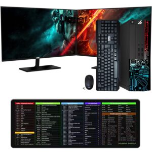 techmagnet computer desktop pc, intel core i7, siwa 8, 16gb ram, 128 gb boot + 2tb hdd, dual 27 inch monitor, wireless keyboard mouse, xl cheatsheet desk pad, wifi, win 11 home (renewed)