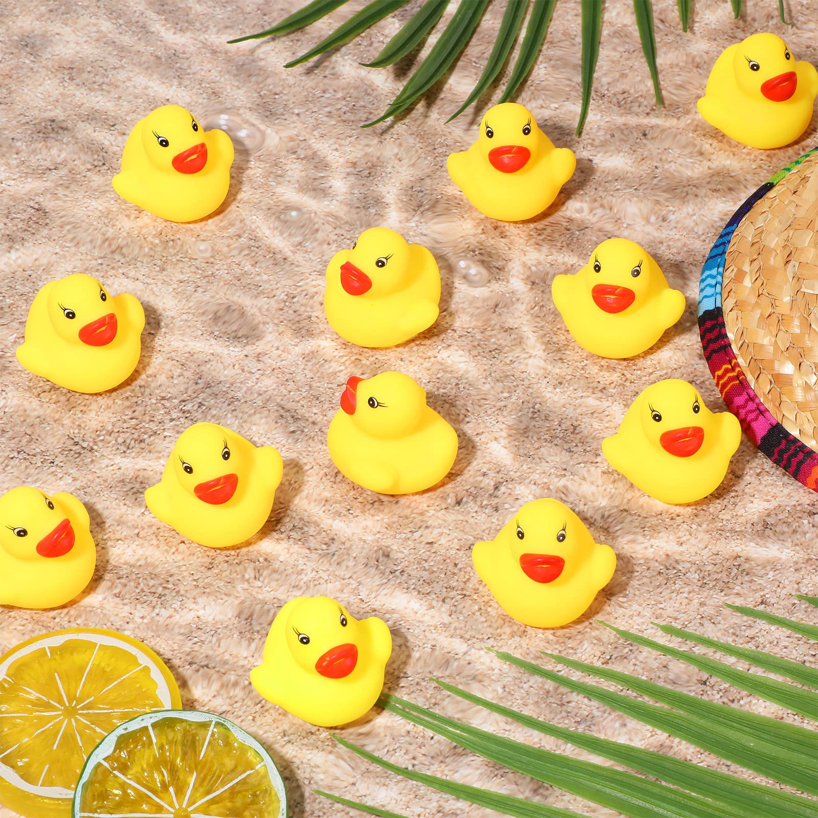 600 Pcs Mini Rubber Ducks in Bulk Bath Toy Squeak Tiny Ducks for Kids Bathtub Shower Birthday Favors Party Decoration Gift, 1.57 x 1.57 x 1.18 Inches (Yellow)