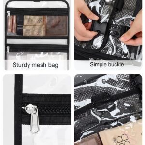 Clear Toiletry Bags for Traveling, Hanging Toiletry Bag for Women and Men with TSA Approved 3-1-1 Small Pouch, Large Travel Makeup Bag Cosmetic Organizer Pouch for Toiletries, Full Sized Container