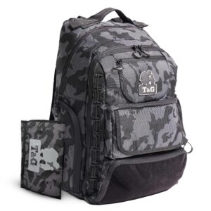 Toddlers and Gunners Dad Diaper Bag, With Diaper Changing Mat, USB Port & Laptop Compartment. Diaper Bag Backpack with Straps for Stroller. Large Diaper Bag for men and women (Black Camo).