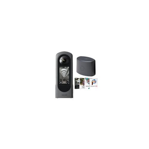 Ricoh Theta X 360-Degree Camera Bundle with Lens Cap for Theta X and Photo, Video and Art Software Suite (3 Items)