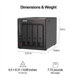 QNAP TS-453E-8G-US 4 Bay High-Performance Desktop NAS with Intel Celeron Quad-core Processor, 8 GB DDR4 RAM and Dual 2.5GbE (2.5G/1G/100M) Network Connectivity (Diskless)