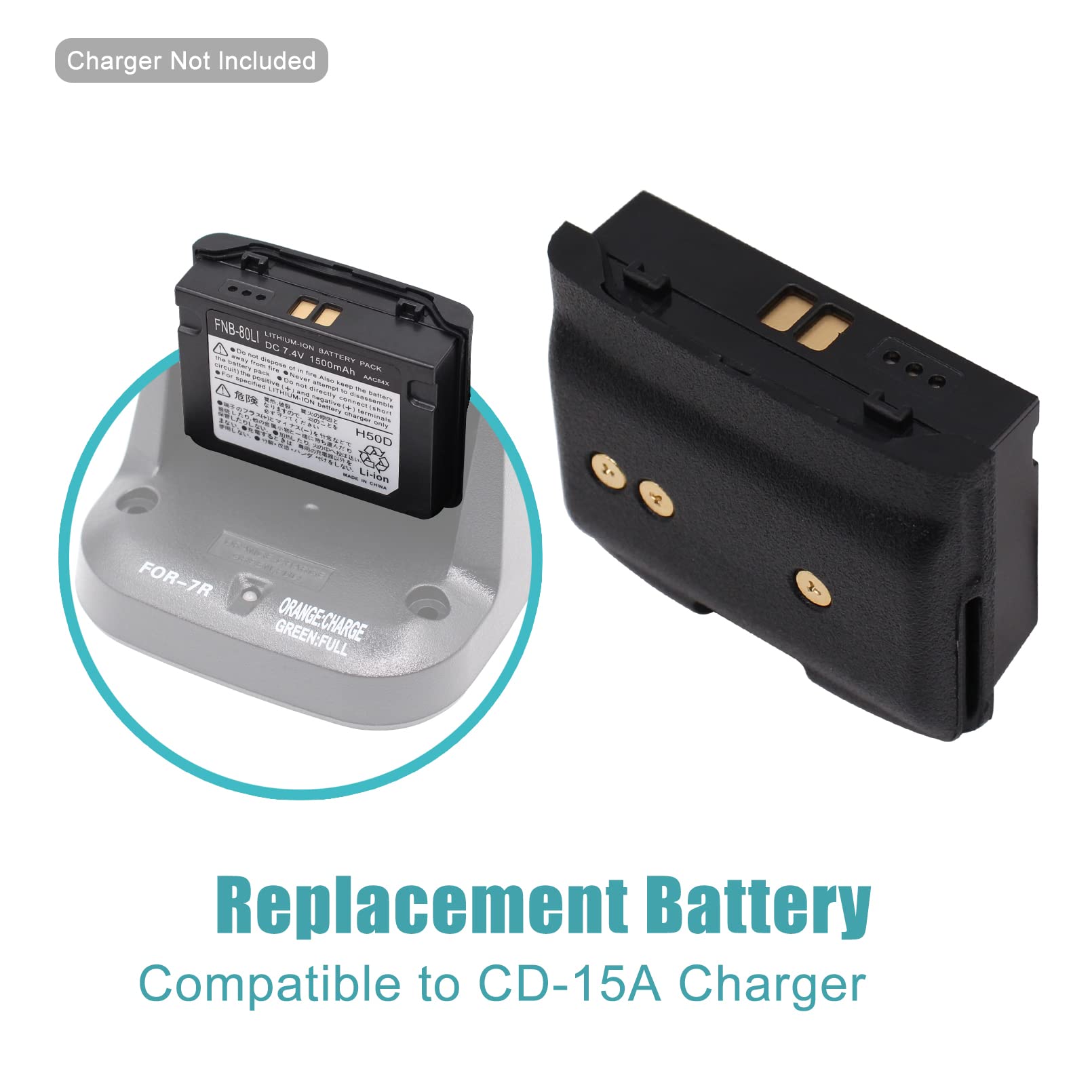 CD-15A Chager & FNB-80Li Replacement Battery Compatible for Yaesu VX-7r VX-6r VX-5r etc Two Way Radio Accessories