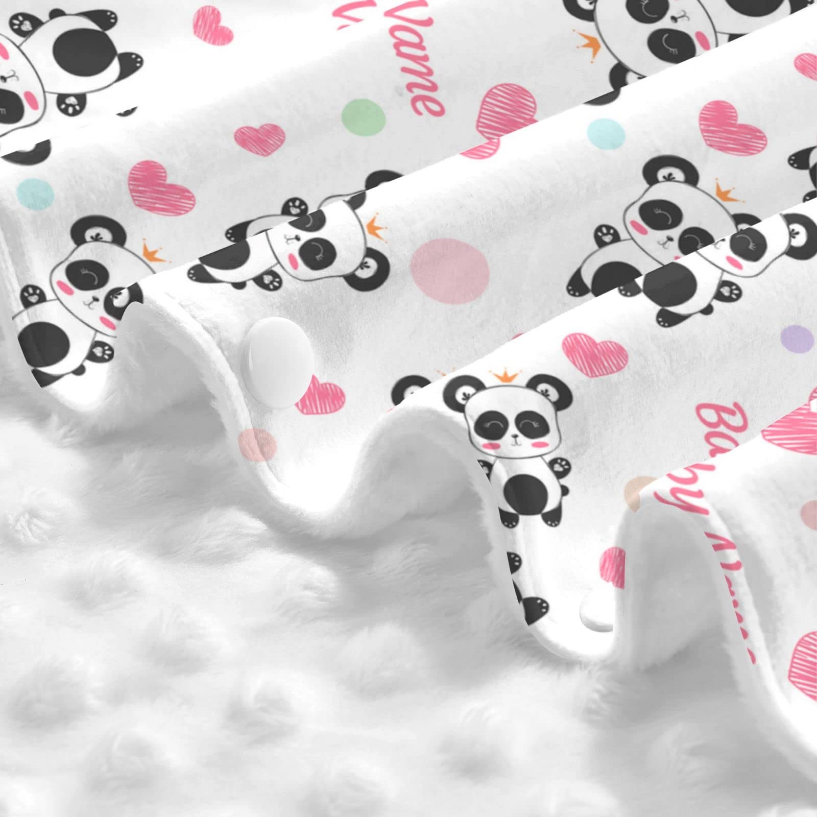 Personalized Cute Panda Pink Baby Car Seat Canopy for Babies with Name, Customized Stroller Car Seat Covers for Girls, Minky Nursing Carseat Cover for Breastfeeding, Car Seat Canopies for Newborn