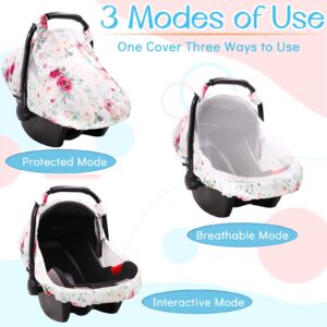 Summer Cozy Sun & Warm Cover, 2PACK Baby Carseat Cover Boys Girls, Privacy Carseat Canopy Protect Newborn, Mountains & Flower