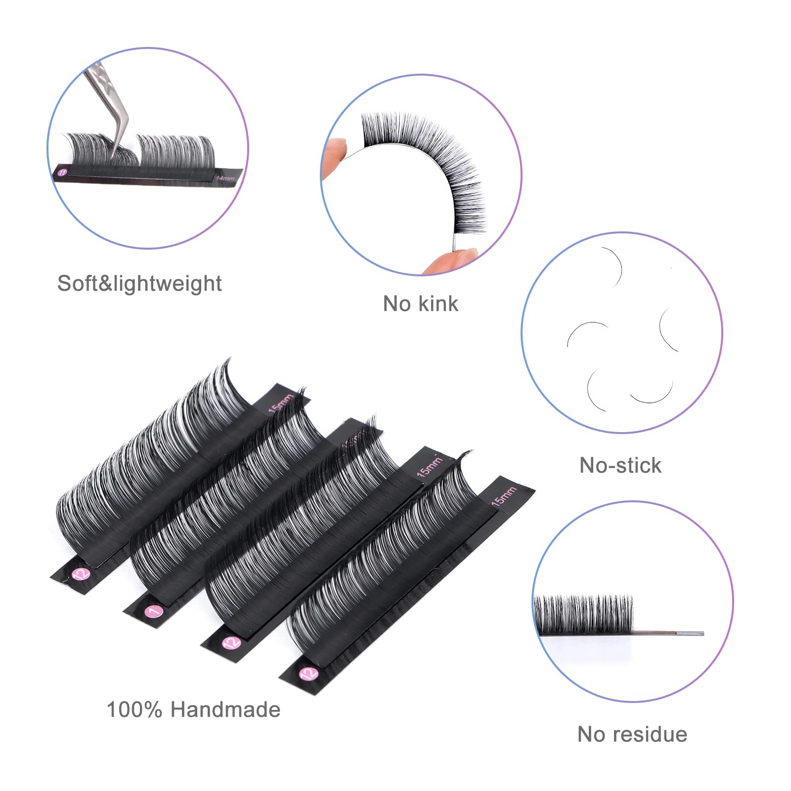 DF Lash Extension Volume Lashes Extension 0.05 CC Curl 8-15mm Mixed Tray Individual lash Extensions Classic Lash Extensions Soft Matte Black Single Eyelashes Professional Salon Use