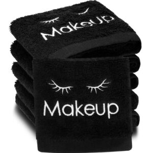 shimeyao 12 pcs 13x13 inch black makeup washcloths reusable make up towels facial cleansing makeup cloths cotton cosmetic towel water absorbent face towels for women skin care