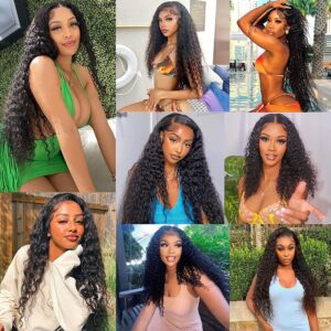 Brazilian Deep Wave Human Hair 3 Bundles (22 24 26) 12A 100% Unprocessed Virgin Brazilian Virgin Remy Deep Curly Weave Human Hair Bundles Hair Weft Extensions Natural Black for Black Women