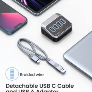 ORICO USB 3.0 Hub [5Gbps], 4 Port USB Hub with 1.64Ft USB-C Cable and USB-A Adapter, USB 3.2 Gen1 Splitter for iMac, All MacBooks, Mac Mini