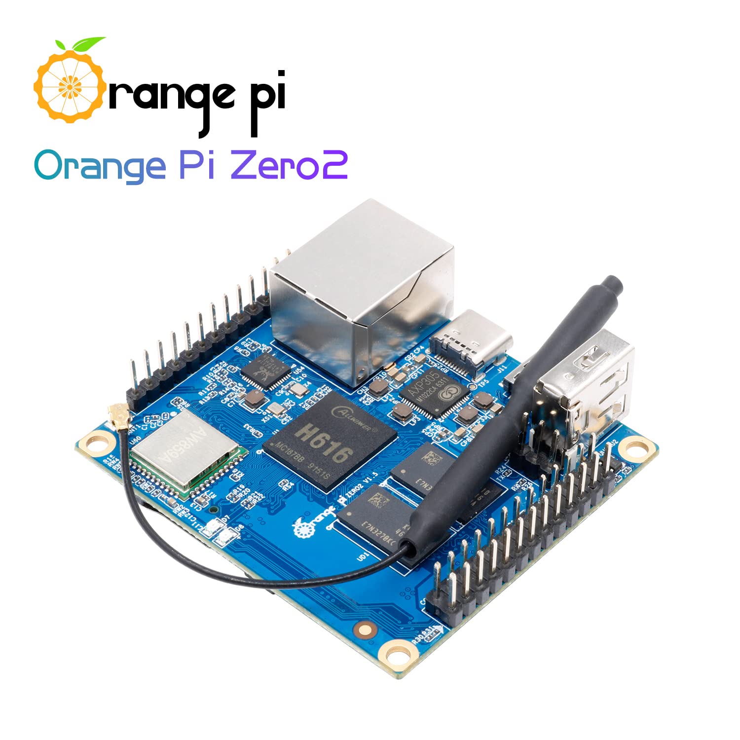 Orange Pi Zero 2 1GB DDR3 Allwinner H616 Quad Core 64 Bit with 2MB SPI Flash, Support WiFi and BT5.0,Gigabit Ethernet, Open Source Single Board Computer Run Android,Ubuntu,Debian(Zero2)