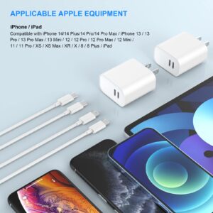 iPhone Fast Charger, [Apple MFi Certified] 2 Pack 20W 40W Dual USB C Wall Charger Block with 10 FT Long Type C to Lightning Fast Charging Data Sync Cable for iPhone 14 13 12 11 Pro Max XS XR X 8 iPad