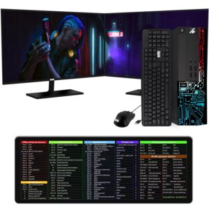 techmagnet computer desktop pc, intel core i7, siwa 8, 16gb ram, 128gb ssd boot + 2tb hdd, new dual 24 inch monitor, usb wired keyboard mouse, xl cheatsheet desk pad, wifi, win 11 home (renewed)