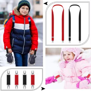 8 Pcs Elastic Kids Mitten Clips Glove Clips for Toddlers Babies Children Hat Clip Winter Dress Cinch Clip Back Shawl Clip (Red, Black)