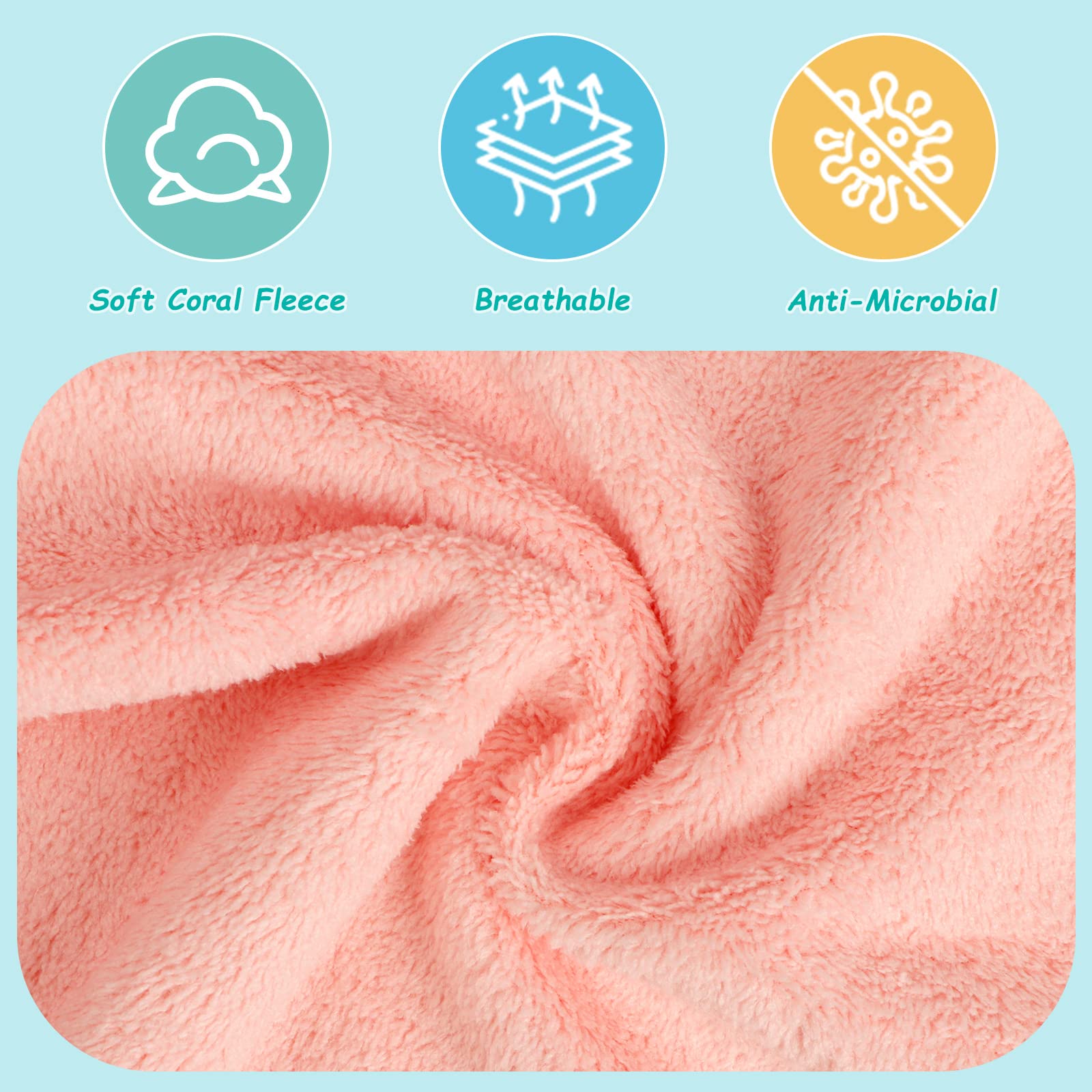 HOMEXCEL Baby Washcloths 24 Pack-Microfiber Coral Fleece Baby Bath Face Towel 7 x 9 Inch Extra Absorbent and Soft Burp Cloth and Wash Cloths for Newborn-Infants and Toddlers-Gentle On Sensitive Skin