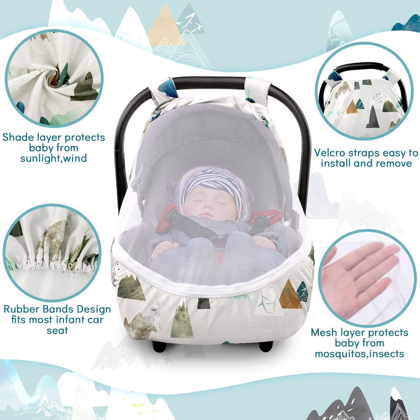 TANOFAR Baby Blankets & Car Seat Cover, Summer Cozy Sun & Warm Cover & Crib Receiving Blanket 30x40Inch, Mountains