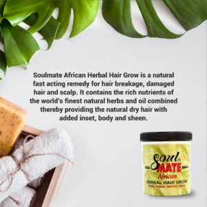 Soulmate African Herbal Hair Grow Cream 12.5 oz | Moisturizing Cream with Jojoba Oil for Smooth & Shiny Hair | Pure Remedy for Scalp Thinning, & Breakage | Natural Conditioner for All Hair Types