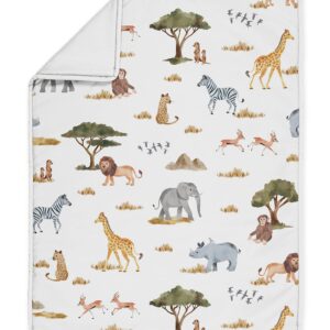 Sweet Jojo Designs Jungle Animals Baby Boy Girl Nursery 4pc Crib Bedding Set Dark Hunter Green Yellow Grey Rust Orange Black White Wildlife Safari Animal Elephant Giraffe Lion Monkey Leopard Cheetah