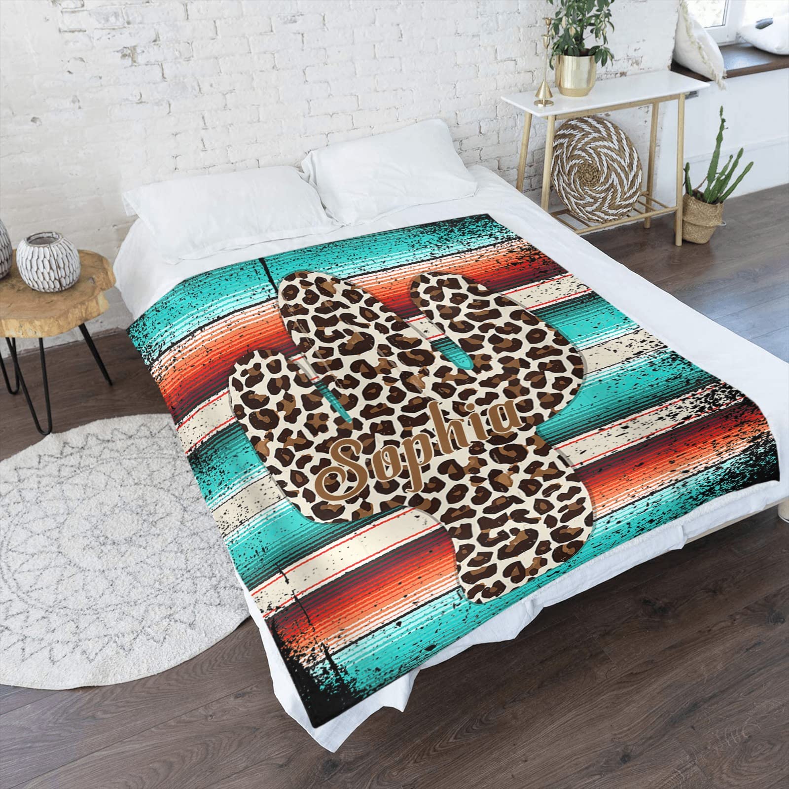 Funny Leopard Cactus Personalized Blanket Nursery Swaddling Blankets for Gilrs Boys Kids Newborns Baby Shower Pet Gift 30 x 40 Inch