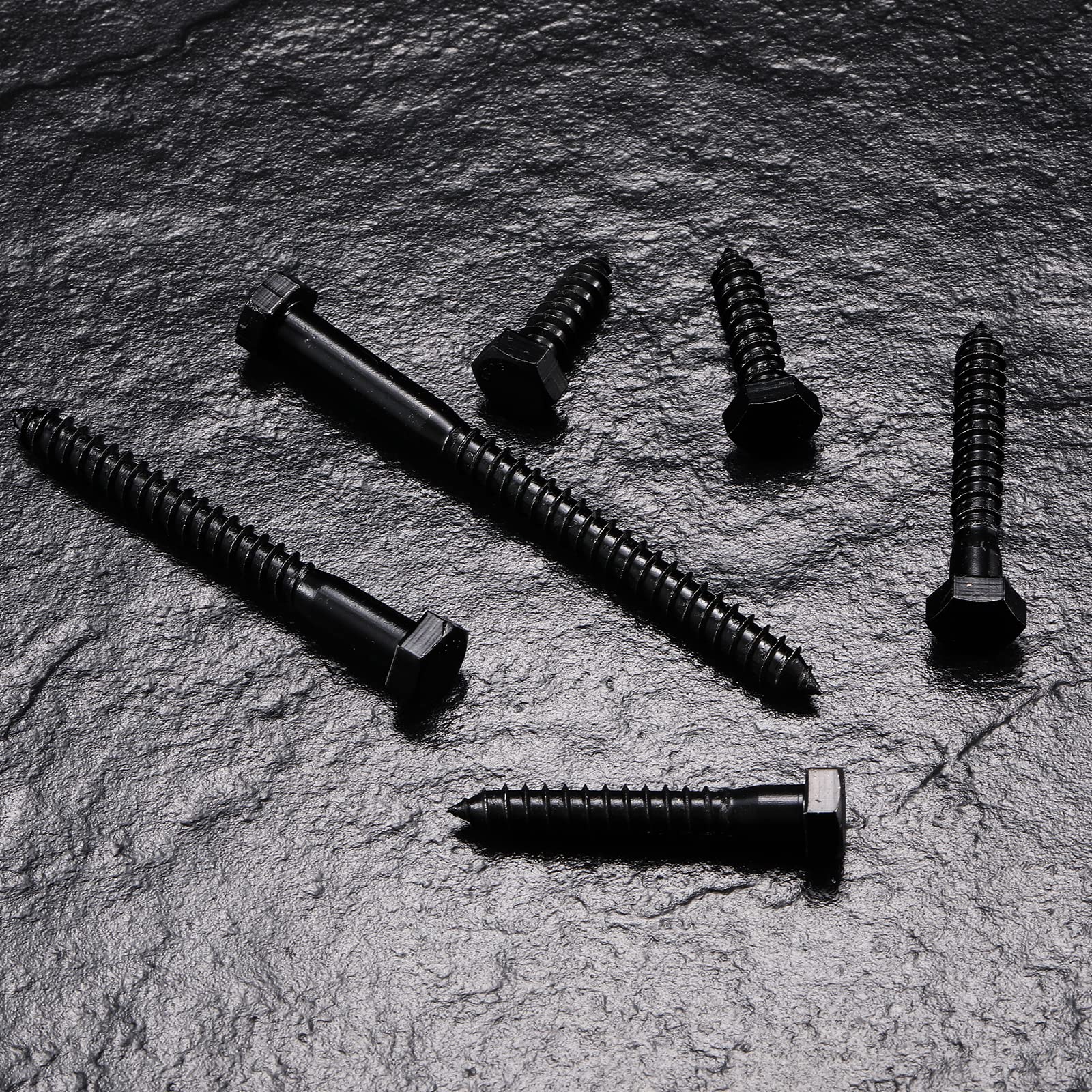 5/16" x 1-1/4" Hex Head Lag Screws Bolts 20Pcs 304 Stainless Steel 18-8, Partial Thread, Hexagon Head Wood Screws by Black Oxide by SG TZH