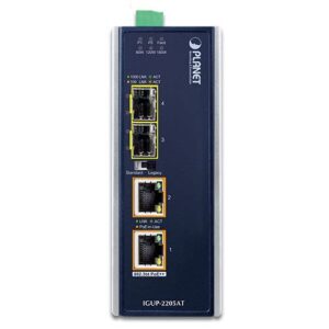 IGUP-2205AT Industrial 2-Port 100/1000X SFP to 2-Port 10/100/1000T 802.3bt PoE++ Media Converter