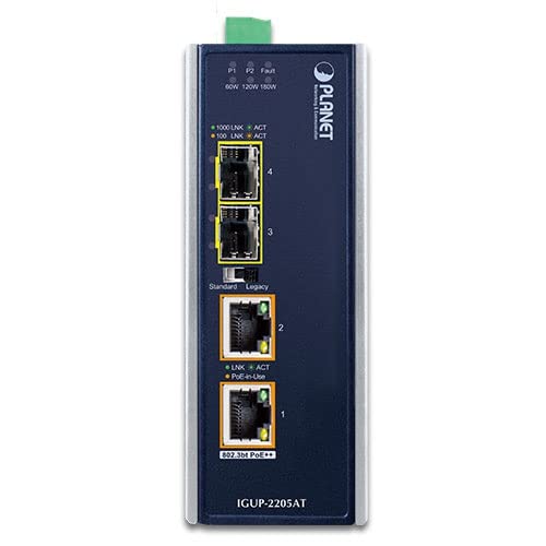 IGUP-2205AT Industrial 2-Port 100/1000X SFP to 2-Port 10/100/1000T 802.3bt PoE++ Media Converter