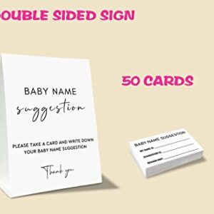 Yuansail Baby Name Suggestion For Baby Shower Games, White Name Suggestion Game Card, Party Favors Supplies Decorate For Baby Showers Game Cards, 1 Sign & 50 Cards Per Pack –(bbname-001)