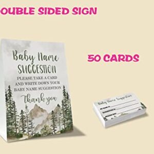 Baby Name Suggestion For Baby Shower Games, Forest Themed Name Suggestion Game Card, Party Favors Supplies Decorate For Baby Showers Game Cards, 1 Sign & 50 Cards Per Pack –(bbname-009)