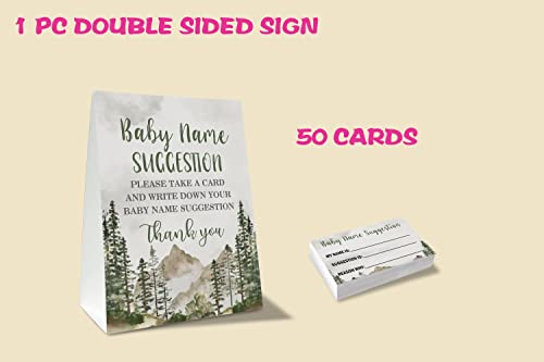 Baby Name Suggestion For Baby Shower Games, Forest Themed Name Suggestion Game Card, Party Favors Supplies Decorate For Baby Showers Game Cards, 1 Sign & 50 Cards Per Pack –(bbname-009)