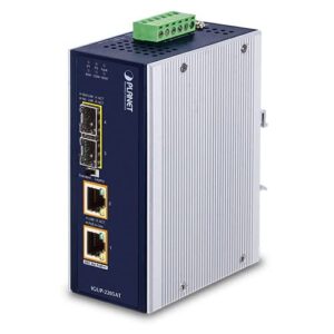 igup-2205at industrial 2-port 100/1000x sfp to 2-port 10/100/1000t 802.3bt poe++ media converter