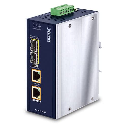 IGUP-2205AT Industrial 2-Port 100/1000X SFP to 2-Port 10/100/1000T 802.3bt PoE++ Media Converter