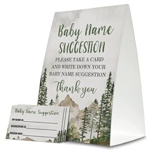 Baby Name Suggestion For Baby Shower Games, Forest Themed Name Suggestion Game Card, Party Favors Supplies Decorate For Baby Showers Game Cards, 1 Sign & 50 Cards Per Pack –(bbname-009)