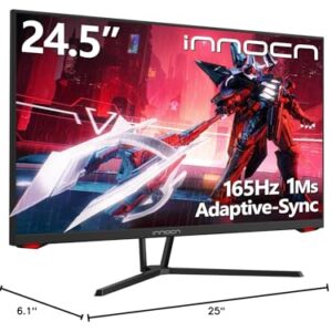 INNOCN 25G1G 24.5" Gaming Monitor 165Hz / 144Hz 1920 x 1080P FHD 1ms FreeSync G-Sync Compatible HDMI DisplayPort Eye Care Ultra Thin LED Computer PC Gaming Monitor, VESA Mountable, Black