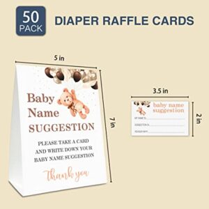 Baby Name Suggestion For Baby Shower Games, Little Bear Balloon Themed Name Suggestion Game Card, Party Favors Supplies Decorate For Baby Showers Game Cards, 1 Sign & 50 Cards Per Pack –(bbname-003)