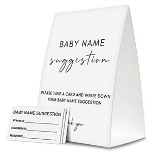 yuansail baby name suggestion for baby shower games, white name suggestion game card, party favors supplies decorate for baby showers game cards, 1 sign & 50 cards per pack –(bbname-001)